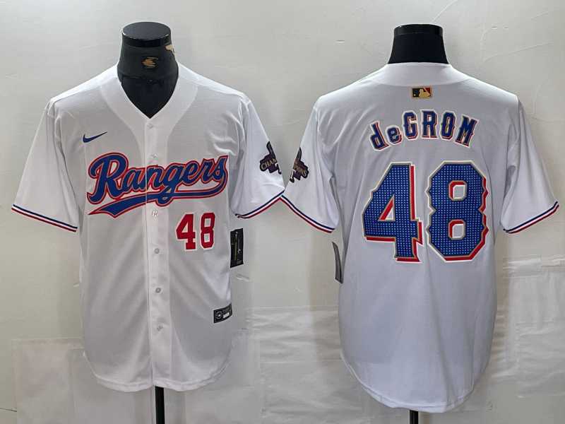 Men%27s Texas Rangers #48 Jacob deGrom Number White 2024 Gold Collection Limited Cool Base Jerseys->texas rangers->MLB Jersey